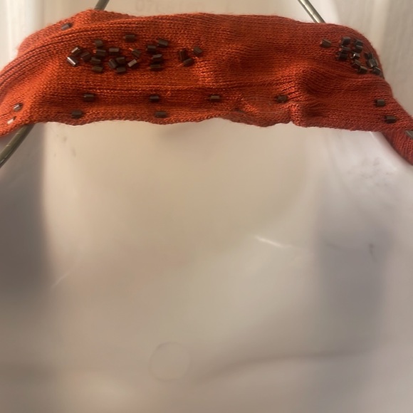 Burnt Orange Ribbed embellished beaded halter top size Large - Picture 8 of 9